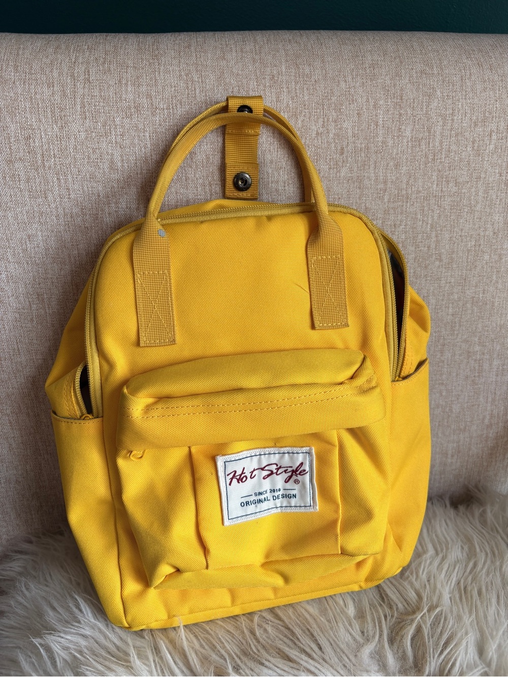 Hot Style Yellow Canvas Mini Backpack - Picture 5 of 5